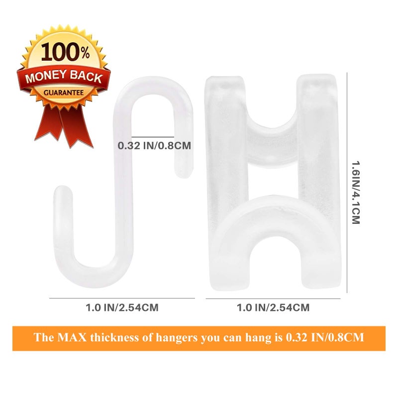 Frezon Clothes Hanger Connector Hooks, Outfit Hangers, Hanger Extender Clips, Cascading Hanger Hooks, Velvet Huggable Hangers Accessory, Heavy Duty Space Saving for Closet 60 Pcs (Clear) - Image 2